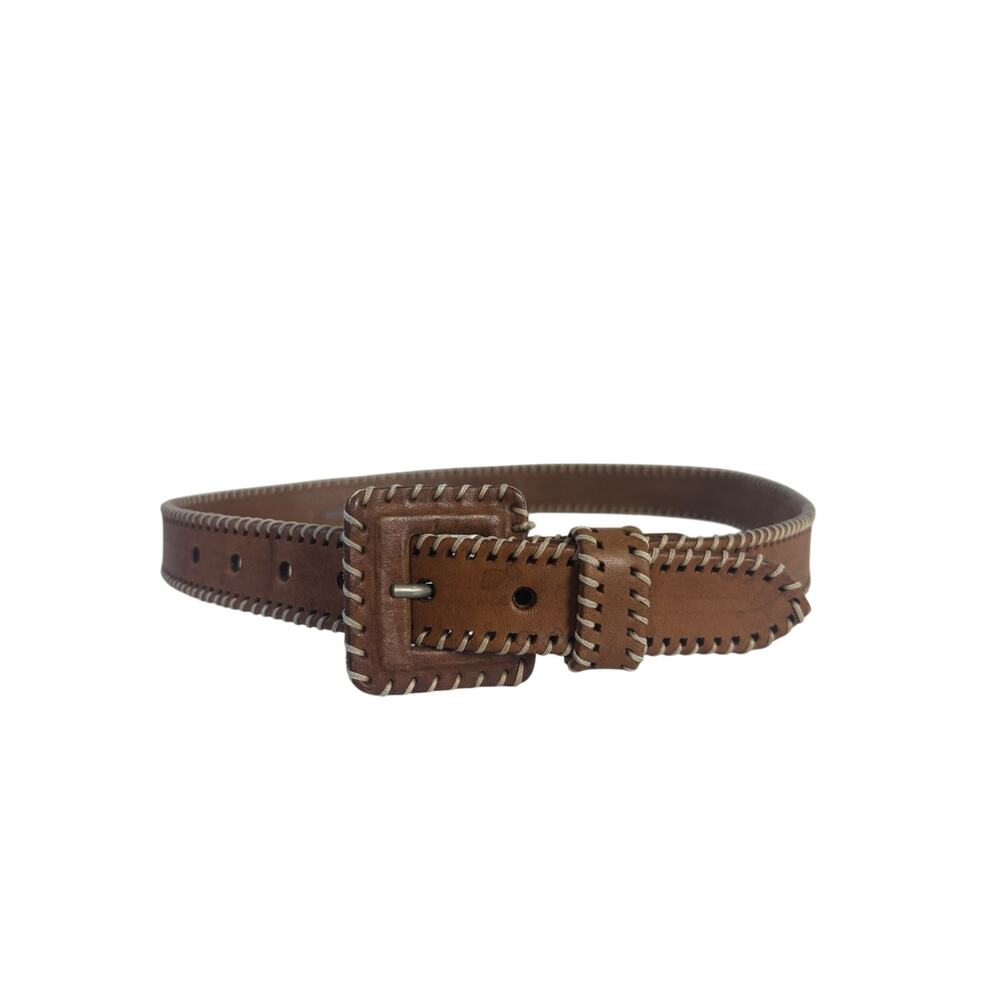 Y2K Country Road Made in Australia Brown Whipstitch Leather Belt Medium Boho